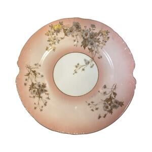 Five 1920's Limoges Luncheon Plates France L. Sazerat Porcelain Pink Blue Daises